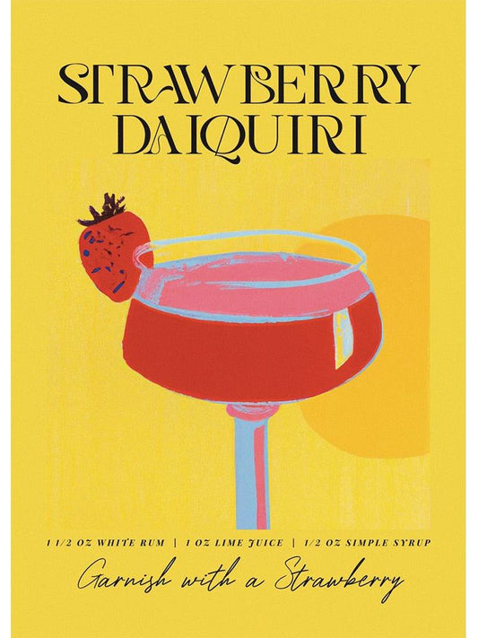 Strawberry Daiquiri Cocktail Bar Poster - Aesthetic Wall Decor