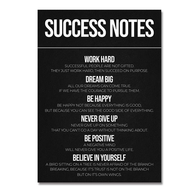 Success Notes Motivational Inspirational Poster - Aesthetic Wall Decor