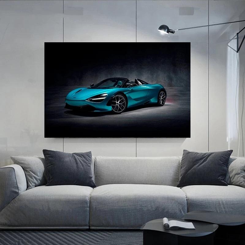 Teal McLaren Sports Car Poster - Aesthetic Wall Decor