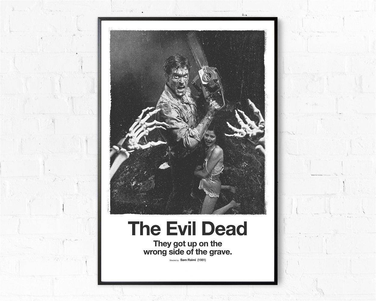 The Evil Dead Black and White Minimalist Movie Poster - Aesthetic Wall Decor