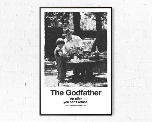 The Godfather Black and White Minimalist Movie Poster - Aesthetic Wall Decor