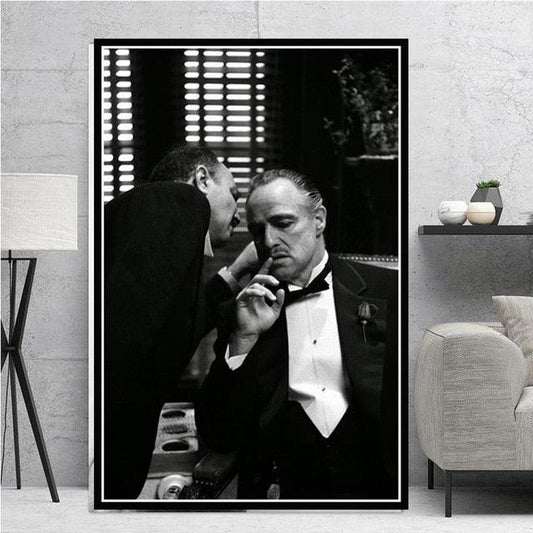 The Godfather Black and White Movie Poster - Aesthetic Wall Decor