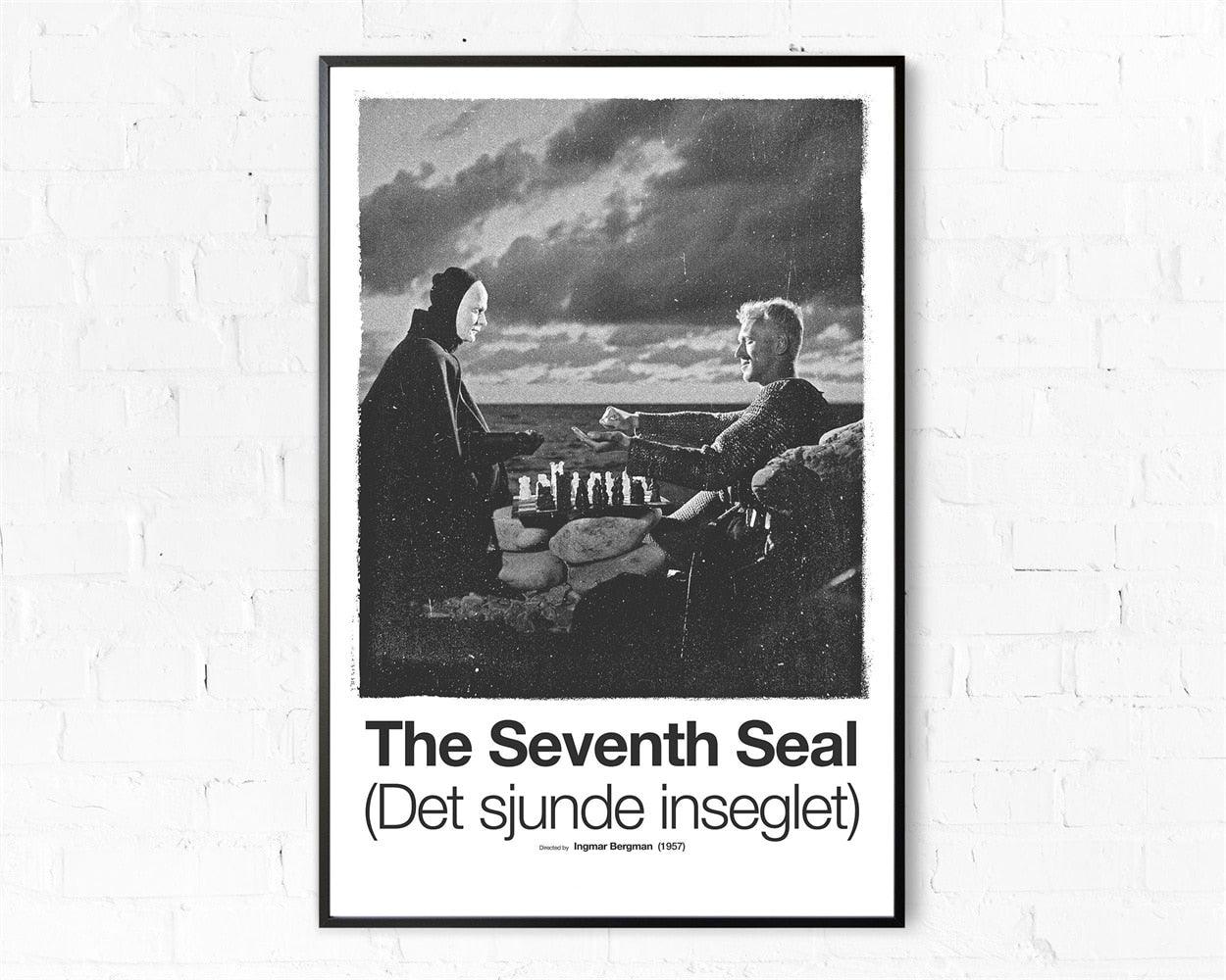 The Seventh Seal Black and White Minimalist Movie Poster - Aesthetic Wall Decor