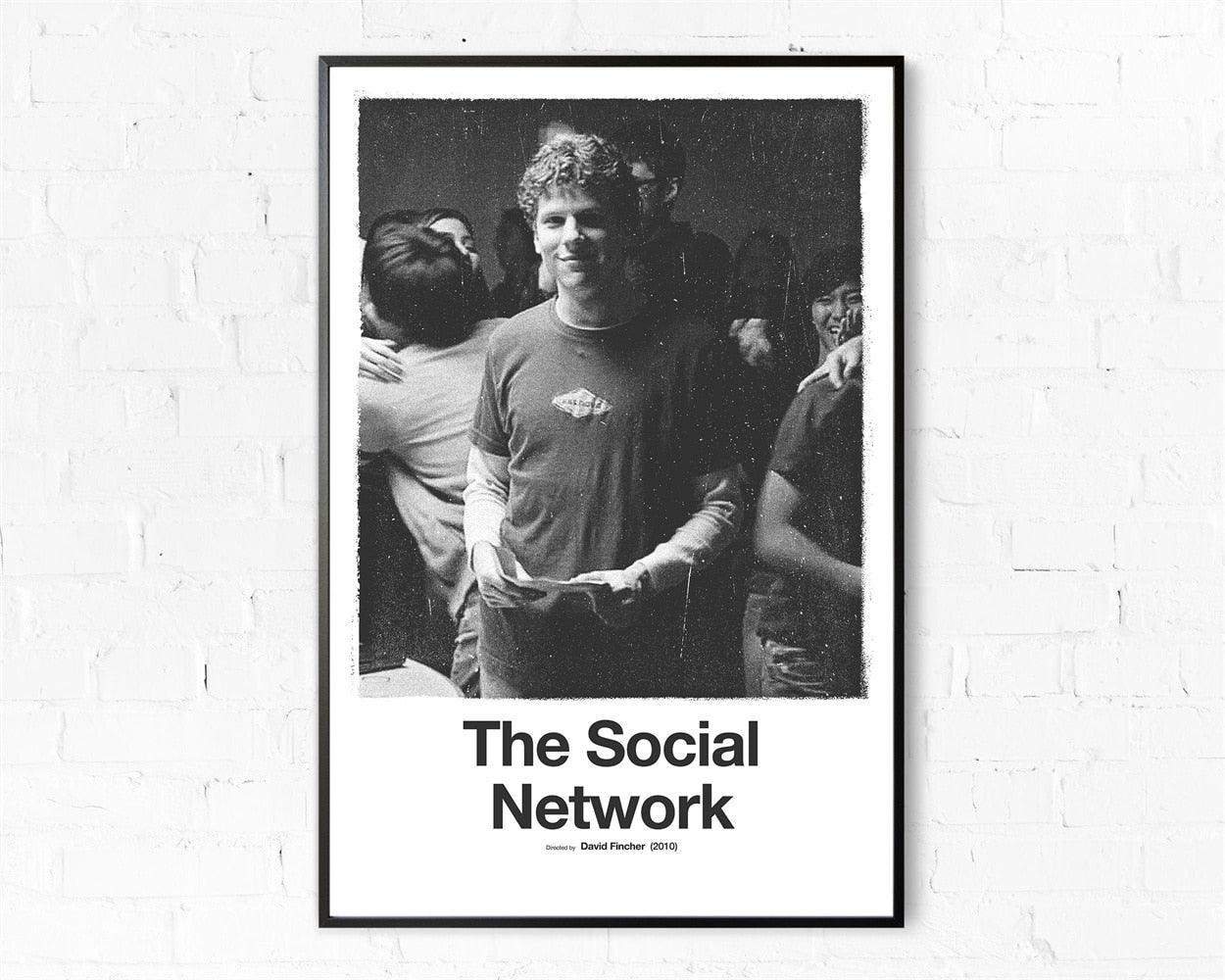 The Social Network Black and White Minimalist Movie Poster - Aesthetic Wall Decor