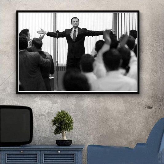 The Wolf of Wall Street Jordan Belfort Black and White Movie Poster - Aesthetic Wall Decor