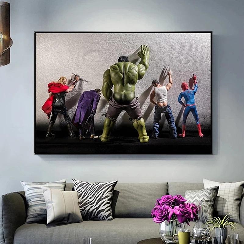 Thor Hulk Spiderman X-Man Superhero Toilet Bathroom Poster - Aesthetic Wall Decor