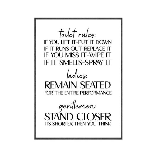 Toilet Rules Funny Bathroom Wall Art Poster - Aesthetic Wall Decor