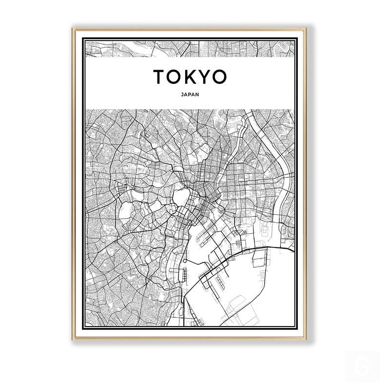 Tokyo Minimalist Map Destination Wall Art Poster - Aesthetic Wall Decor