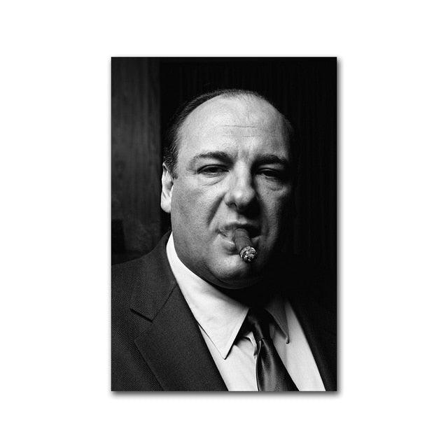 Tony Soprano Cigar Black and White Wall Art Poster - Aesthetic Wall Decor