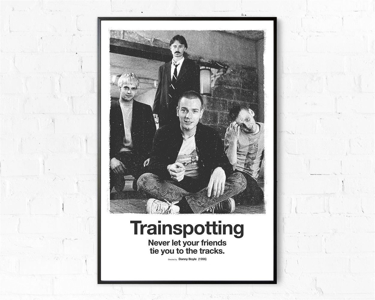 Trainspotting Black and White Minimalist Movie Poster - Aesthetic Wall Decor