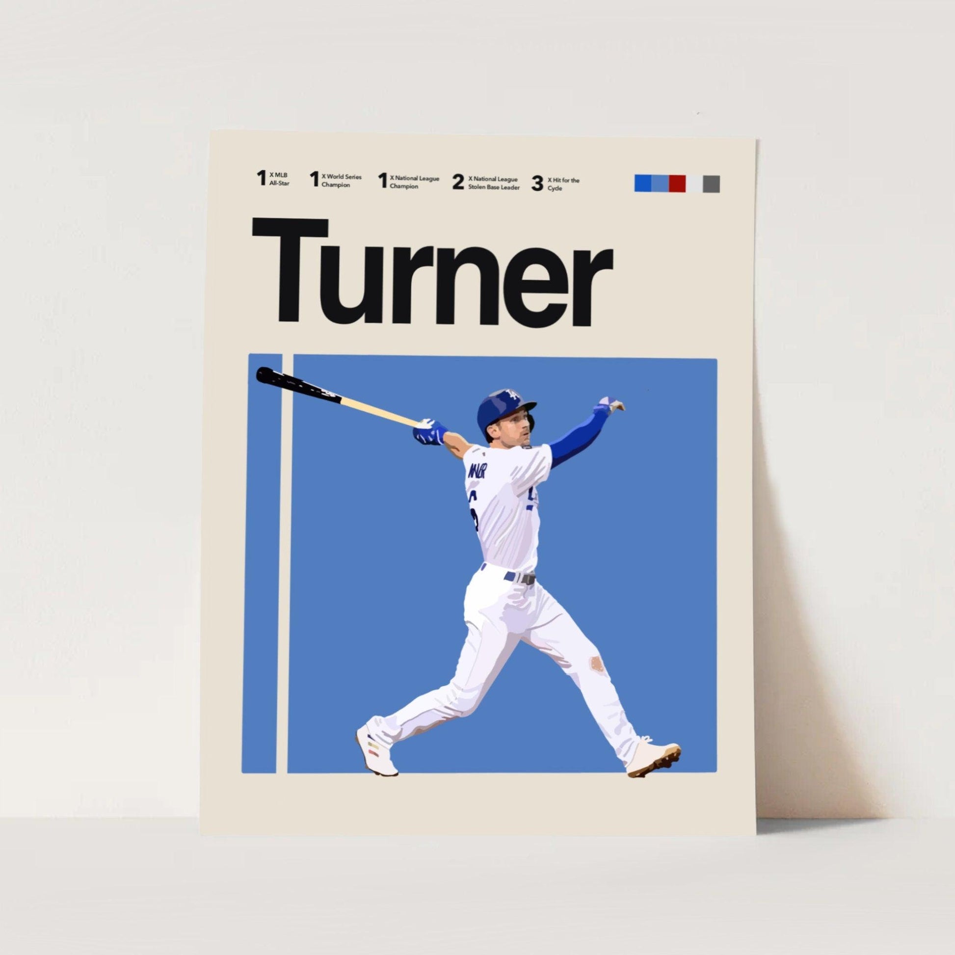 Trea Turner Dodgers Baseball MLB Sports Minimalist Wall Art Poster - Aesthetic Wall Decor