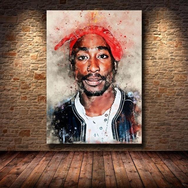 Tupac Red Bandana Painting Style Hip-Hop Wall Art Poster - Aesthetic Wall Decor