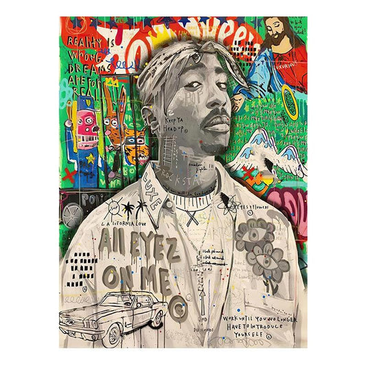 Tupac Urban Graffiti Hip-Hop Wall Art Rap Poster - Aesthetic Wall Decor