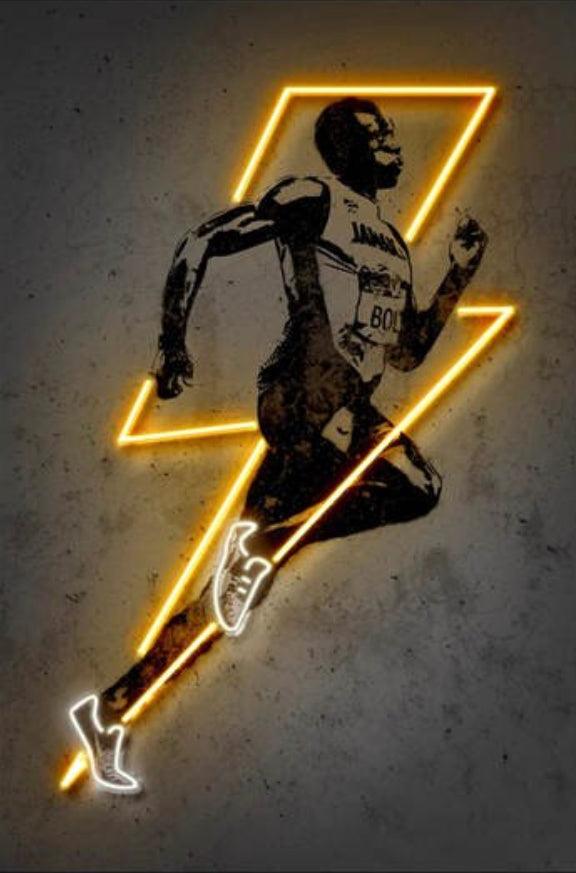 Usain Bolt Neon Effect Olympic Wall Art Poster - Aesthetic Wall Decor