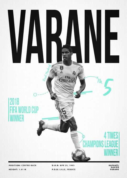 Varane Football Player Futbol Soccer Wall Art Poster - Aesthetic Wall Decor