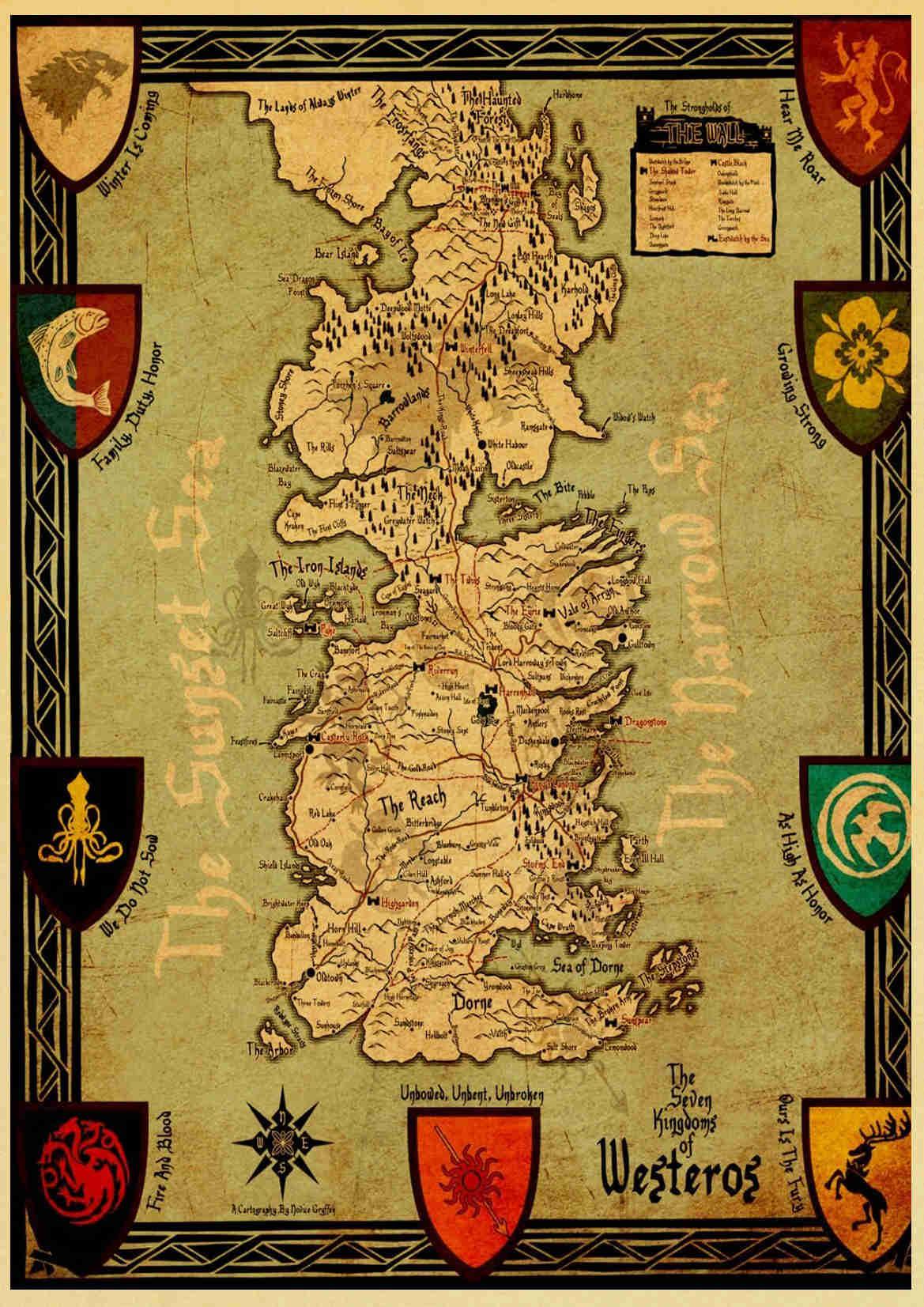 Westeros Game of Thrones Map Poster - Aesthetic Wall Decor