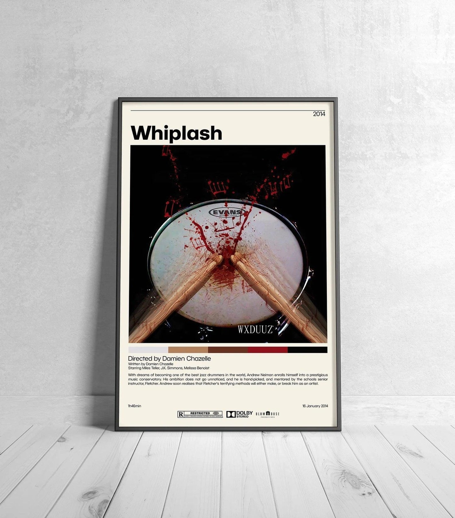 Whiplash Drum Sticks Minimalist Movie Poster - Aesthetic Wall Decor