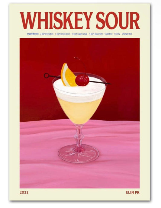 Whiskey Sour Bar Decor Cocktail Wall Art Poster - Aesthetic Wall Decor