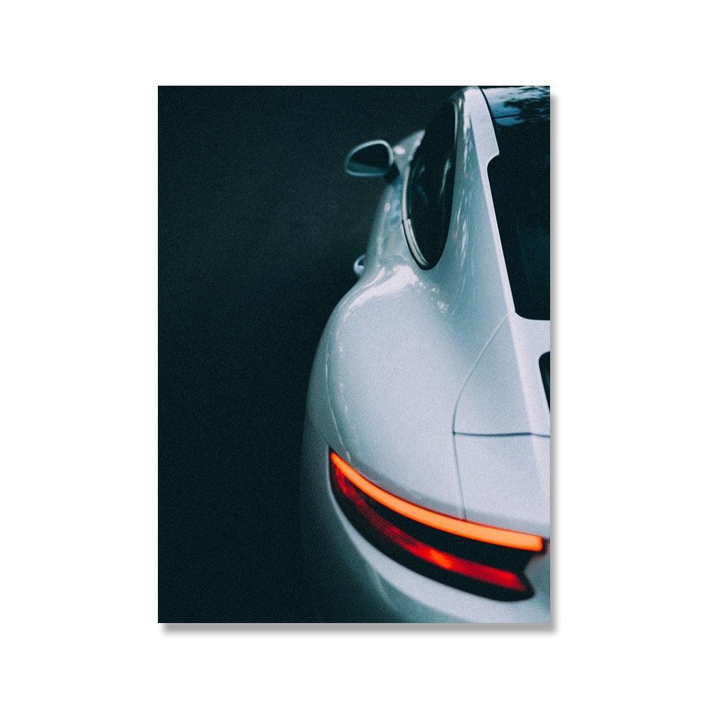 White Porsche Super Car Modern Poster - Aesthetic Wall Decor