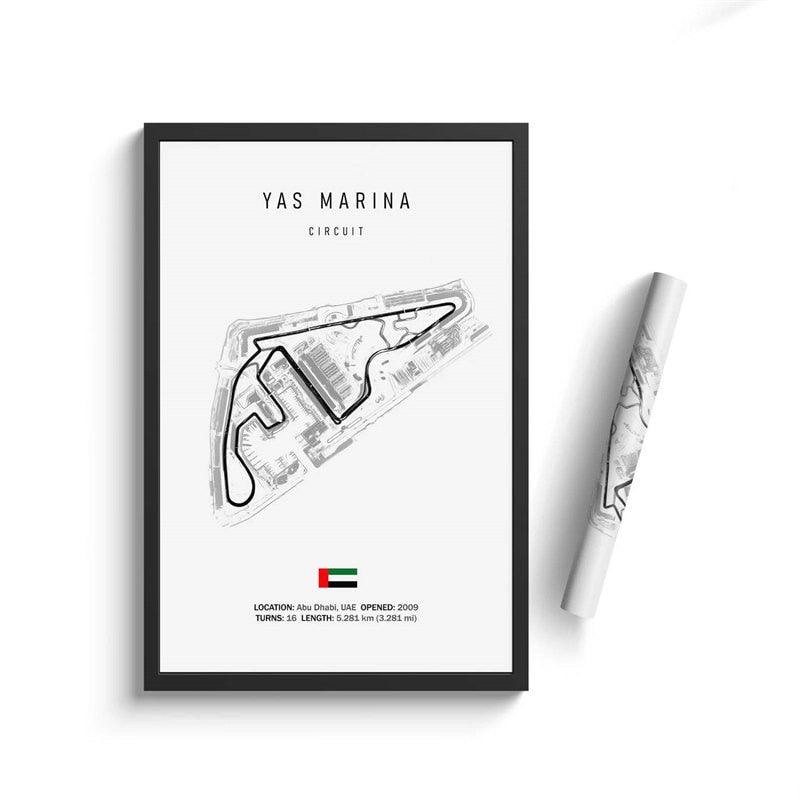 Yas Marina Formula 1 Track Minimalist Motorsport Wall Art Poster - Aesthetic Wall Decor