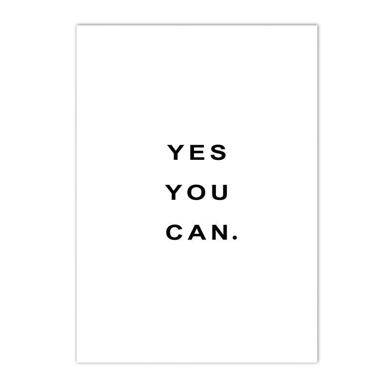 Yes You Can Motivational Phrase Poster - Aesthetic Wall Decor