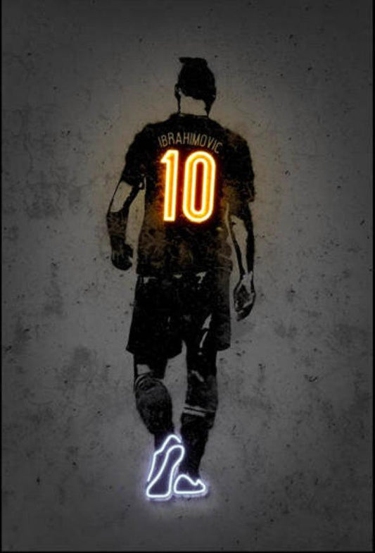 Zlatan Ibrahimovic Neon Effect Soccer Wall Art Poster - Aesthetic Wall Decor