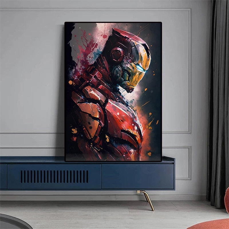 Iron Man Watercolor Marvel Painting Poster – Aesthetic Wall Decor